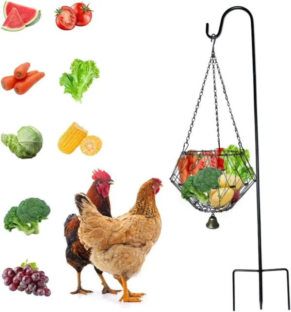 Hanging Chicken Feeding Station, Veggie Treat Ball Boredom Toys for Chicken/Hens/Ducks/Quails/Parrots