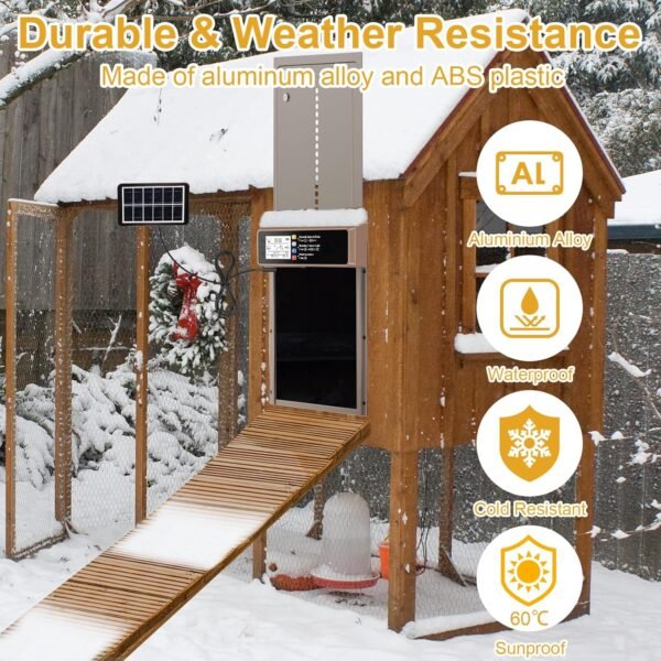 Automatic Chicken Coop Door Solar Powered with Remote Control & 4 Modes