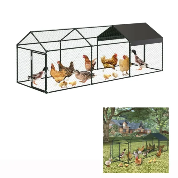 Large Metal Chicken Coop, Chicken Run With Cover