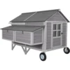 Mobile Chicken Coop with Nesting Box and Wheels with Strong Iron Frame, Durable Waterproof