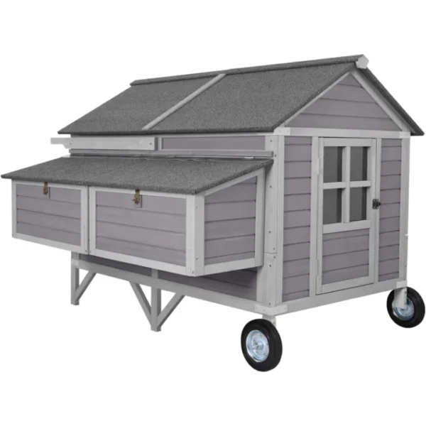 Mobile Chicken Coop with Nesting Box and Wheels with Strong Iron Frame, Durable Waterproof