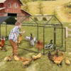 Large Metal Chicken Coop, Chicken Run With Cover