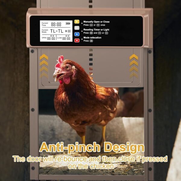 Automatic Chicken Coop Door Solar Powered with Remote Control & 4 Modes