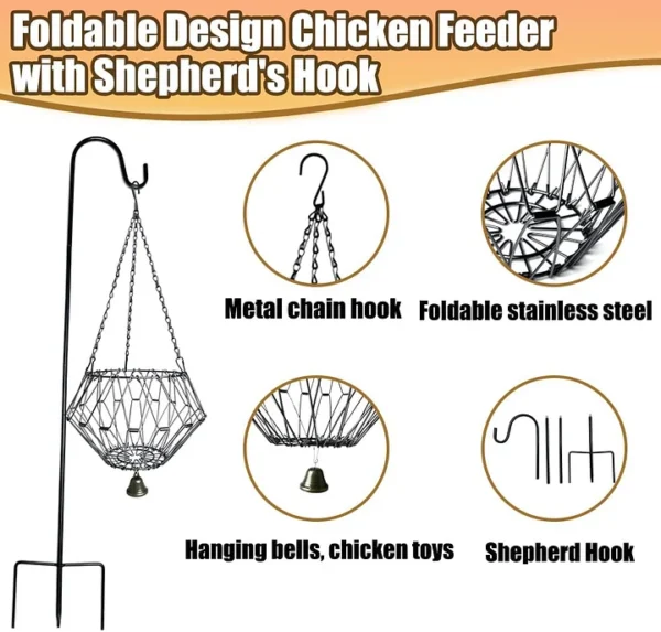 Hanging Chicken Feeding Station, Veggie Treat Ball Boredom Toys for Chicken/Hens/Ducks/Quails/Parrots
