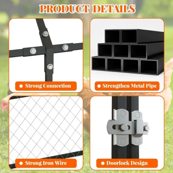 Large Metal Chicken Coop, Chicken Run With Cover