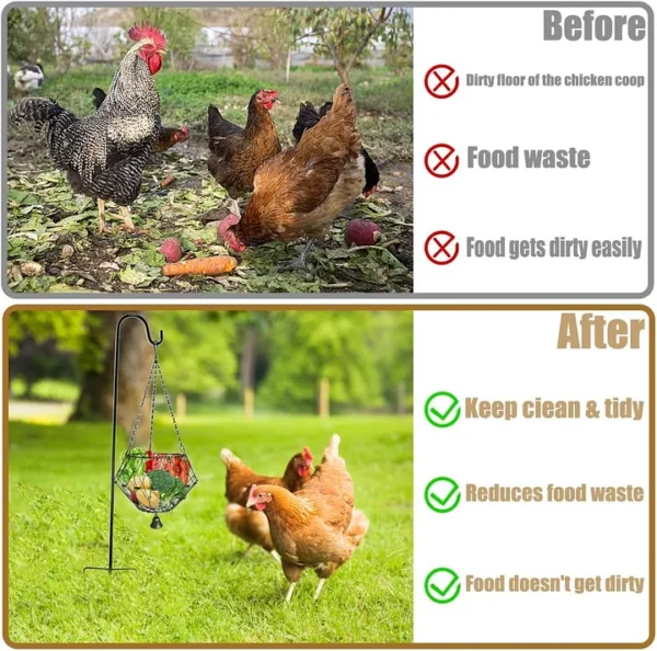 Hanging Chicken Feeding Station, Veggie Treat Ball Boredom Toys for Chicken/Hens/Ducks/Quails/Parrots