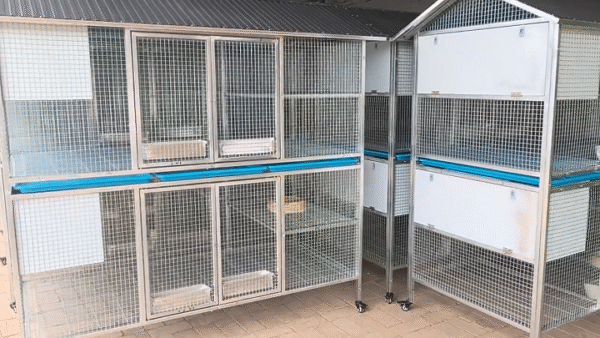 Sturdy Rust-Proof Chicken Coop with Brake Casters - Large Space Chicken Villa w/ Egg Laying Area, Stainless Steel Trough for Chickens, Ducks, Rabbits & Small Poultry