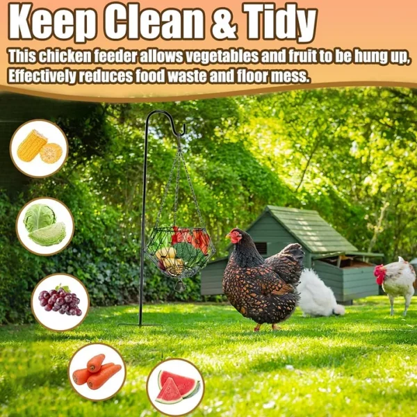 Hanging Chicken Feeding Station, Veggie Treat Ball Boredom Toys for Chicken/Hens/Ducks/Quails/Parrots