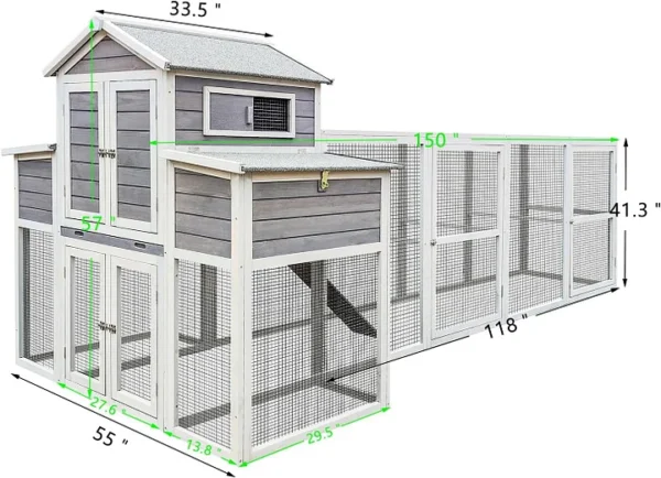 "150" Large Chicken Coop for 6-10 Chickens