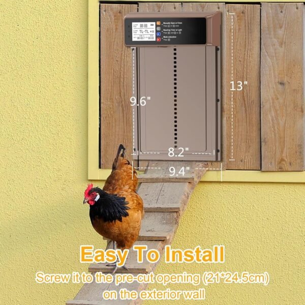 Automatic Chicken Coop Door Solar Powered with Remote Control & 4 Modes