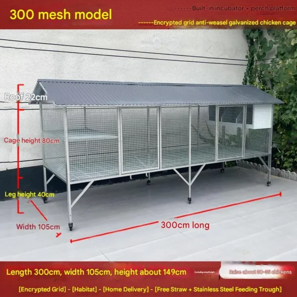 Mobile Metal Chicken Coop for Backyard, Balcony & Outdoor Free-Ranging
