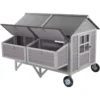 Mobile Chicken Coop with Nesting Box and Wheels with Strong Iron Frame, Durable Waterproof