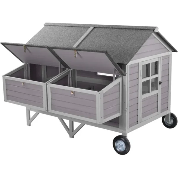 Mobile Chicken Coop with Nesting Box and Wheels with Strong Iron Frame, Durable Waterproof