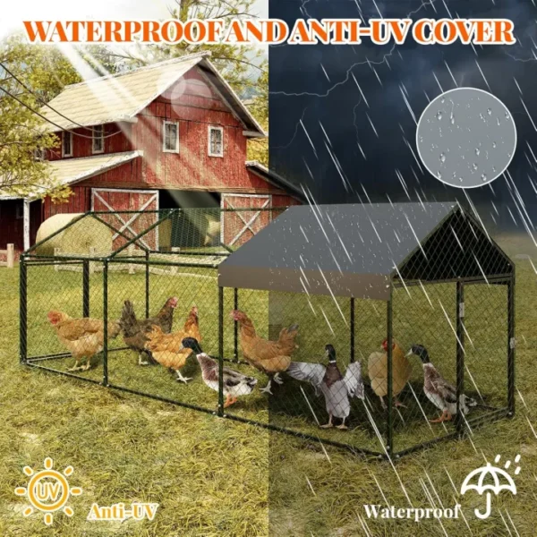 Large Metal Chicken Coop, Chicken Run With Cover